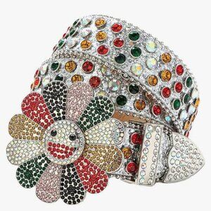 Rhinestone Belt Punk Hip Hop Style - Street Rotary Buckle Belt